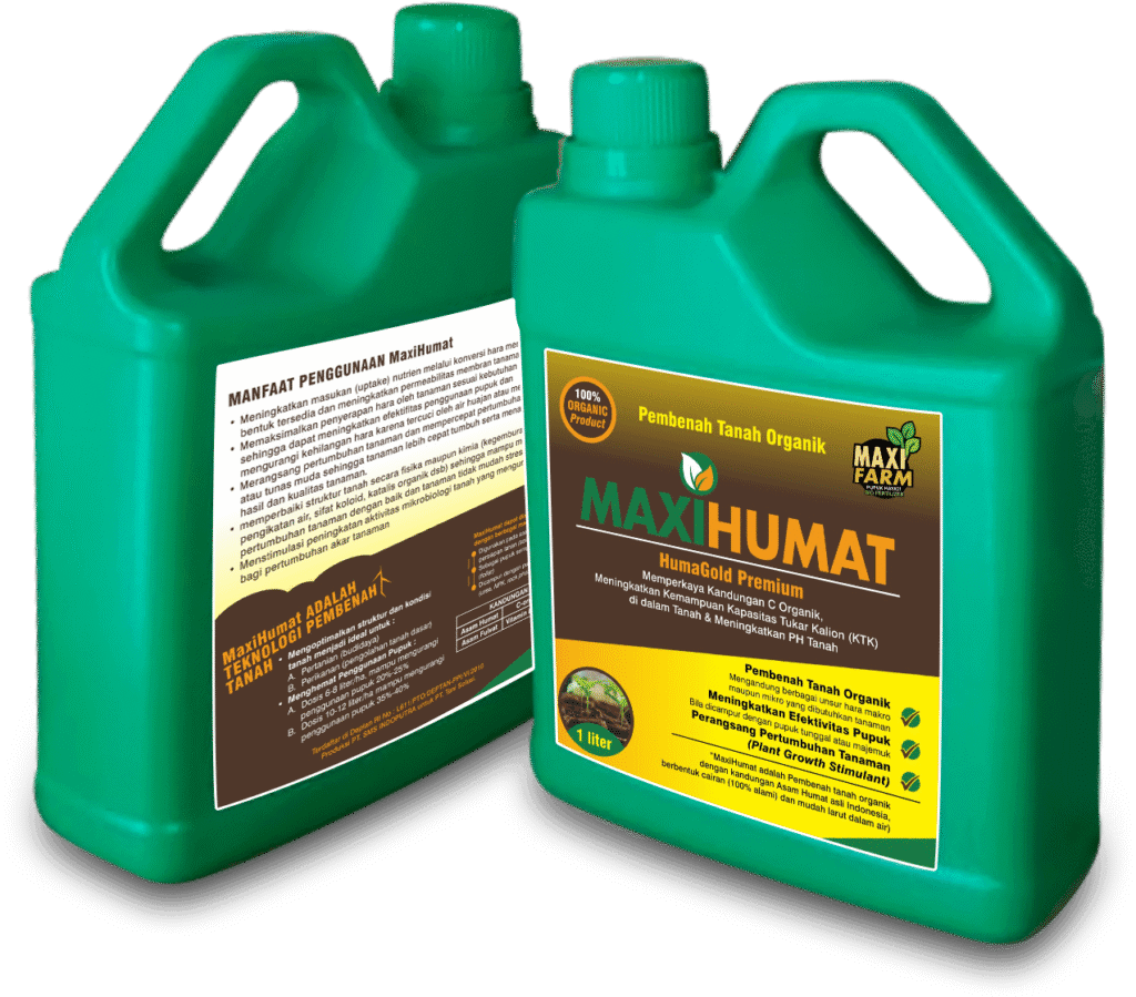 Ini adalah MaxiHumat, salah satu produk unggulan Maxi Pupuk yang efektif membenahi struktur tanah dan juga menetralkan keasaman tanah