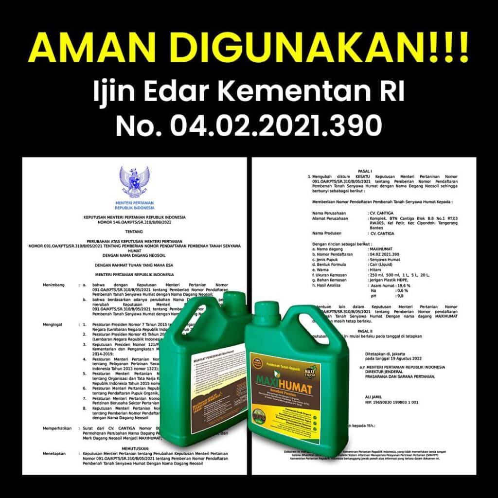Ini adalah ijin edar produk MaxiHumat