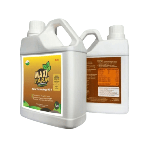 Ini adalah gambar produk utama dan unggulan dari Maxi Pupuk, yaitu MaxiFarm sebagai pupuk hayati dalam bentuk cair yang juga serbaguna